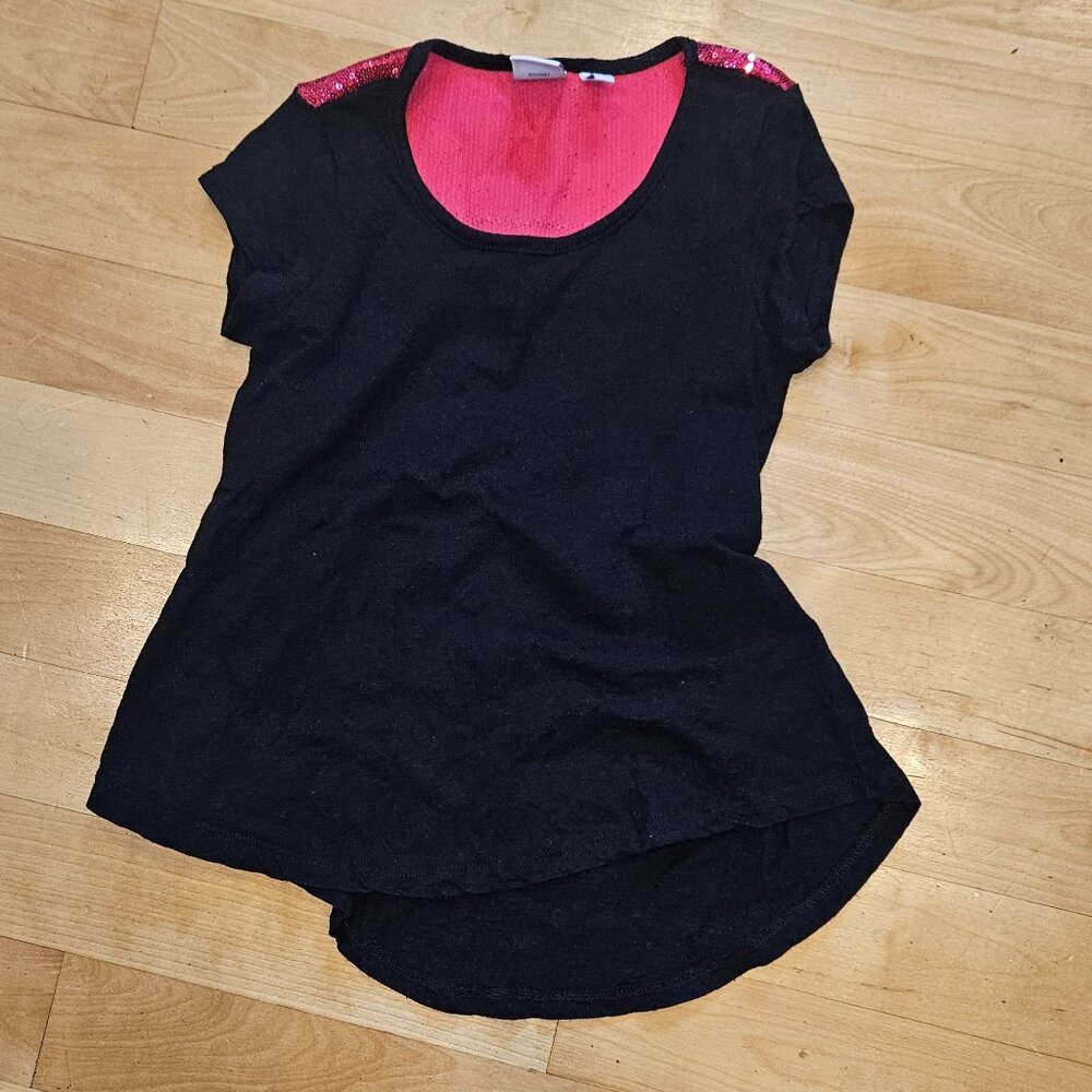 Disney Make Your Mark Black and Pink Sequin T Shirt - Child 7/8